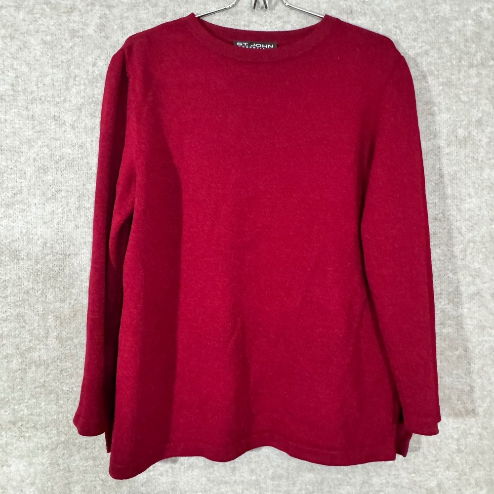 St John Knit Sweater Womens 8 Red Classic Lightweight Luxury Designer Top
